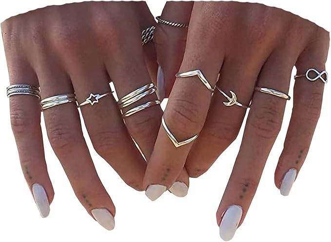 BERYUAN Rings Rings for Women Rings for Teen Girls Silver Rings Womens Rings Cute Rings Stackable... | Amazon (US)