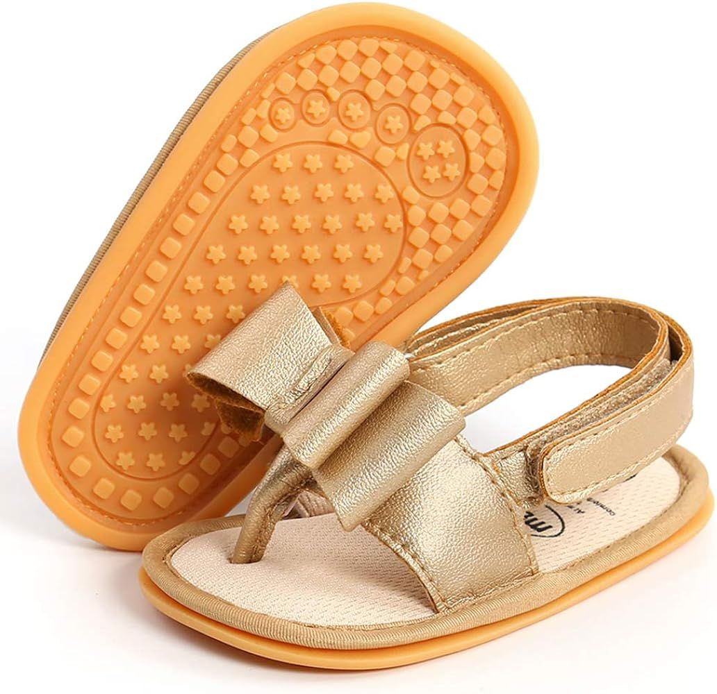 TIMATEGO Infant Baby Girls Sandals Non Slip Soft Sole T-Strap Flip Flops Toddler First Walker Crib D | Amazon (US)