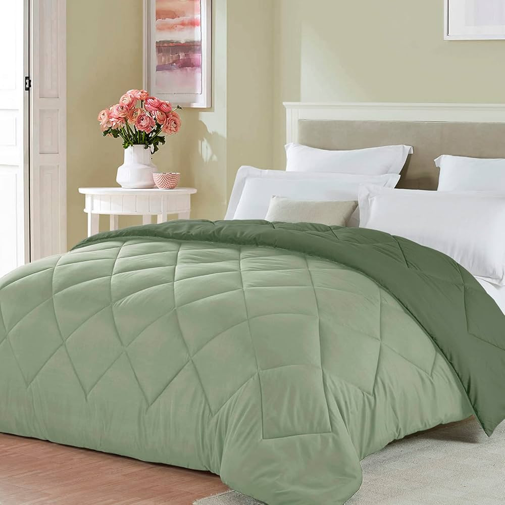Twin XL Size Sage Forest Green Comforter Reversible Lightweight Boys Girls Cooling Bedding Spring... | Amazon (US)