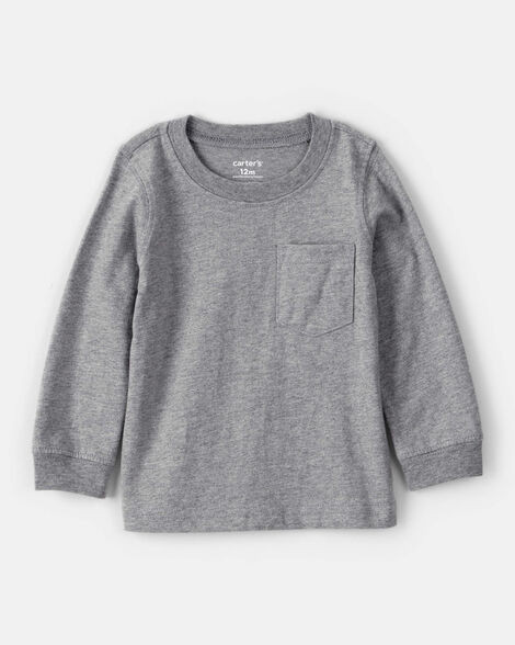 Baby Boy Long-Sleeve Pocket Tee - Grey | Carter's Inc