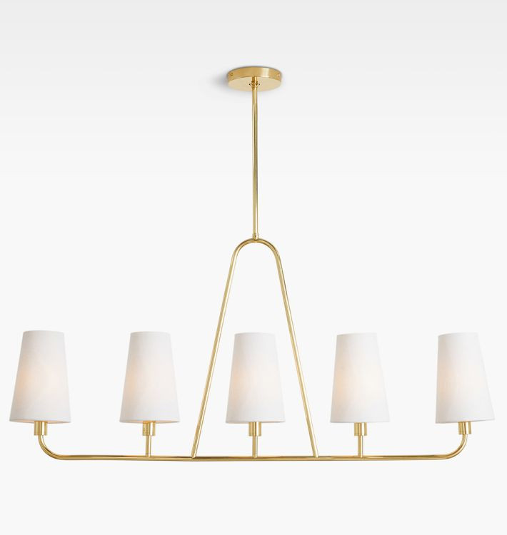 Ansel 43" Linear Pendant, Fabric Shades | Rejuvenation