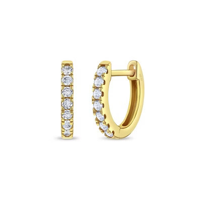 Girls' Small Multi CZ Huggie Hoop Yellow Gold Flashed Sterling Silver Earrings - In Season Jewelry | Target
