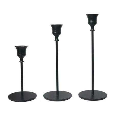 TAONMEISU Candle Stick Holder - Set of 3 Tapered Black Candlestick Holder for Taper Candles Modern V | Walmart (US)