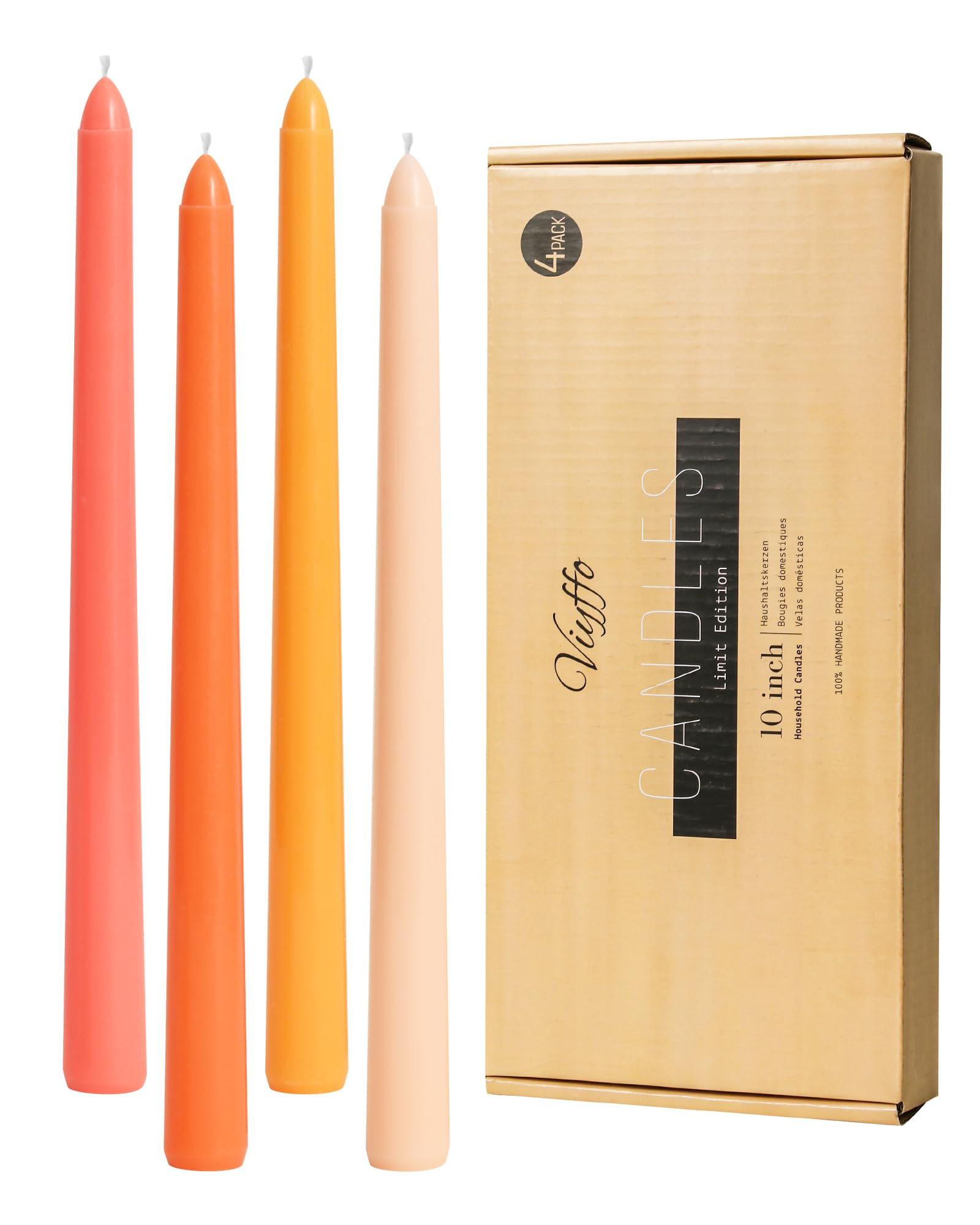10 Inch Orange Taper Candles Set of 4 Unscented Smokeless Long Tall Tapered Candle for Candlestic... | Amazon (US)