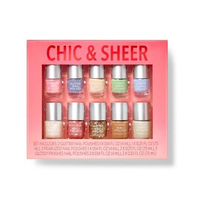 Mini Nail Polish Gift Set - Chic & Sheer - 10ct | Target