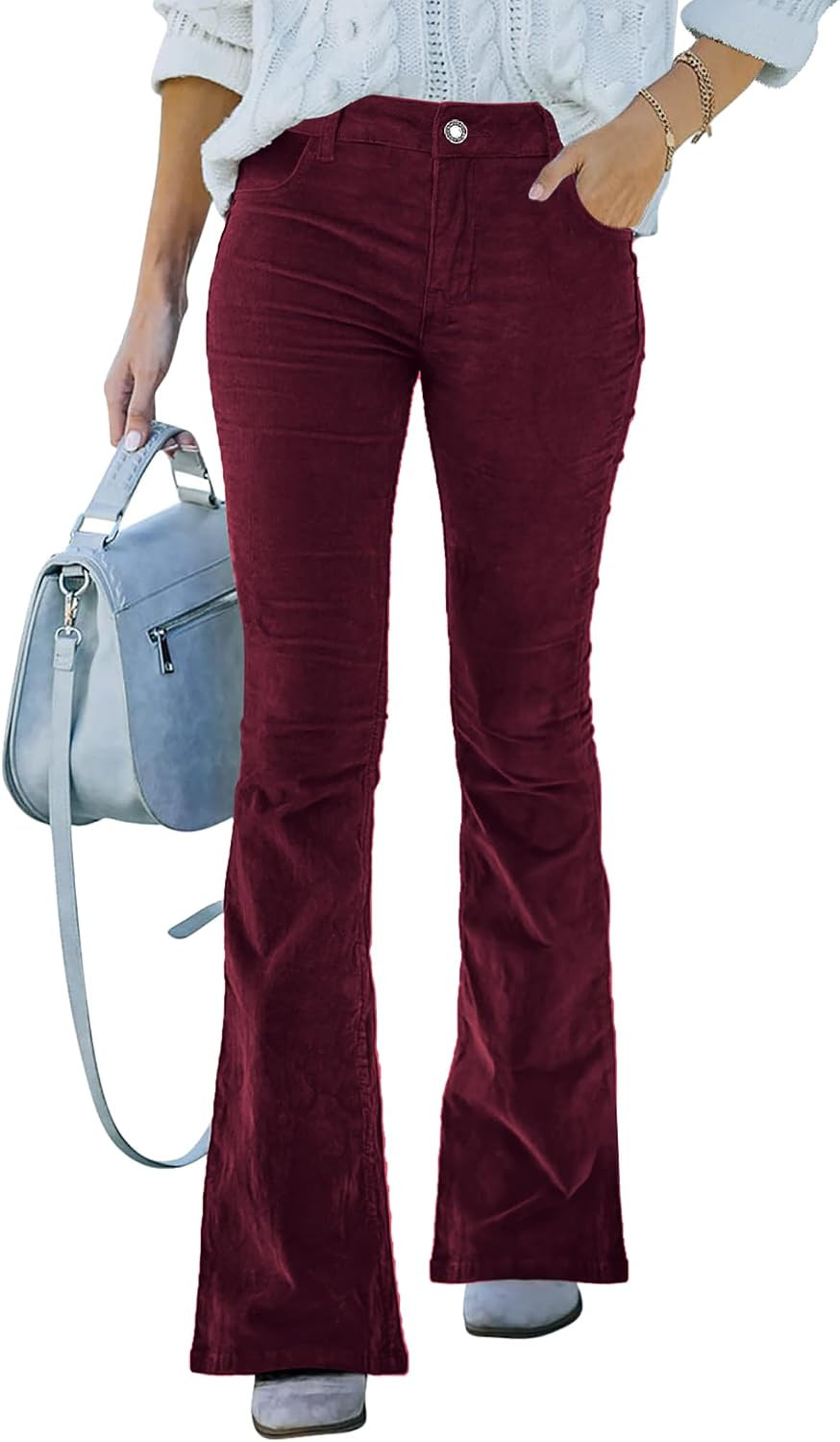 Qazel Vorrlon High Waist Stretch Flared Corduroy Pants for Women | Amazon (US)