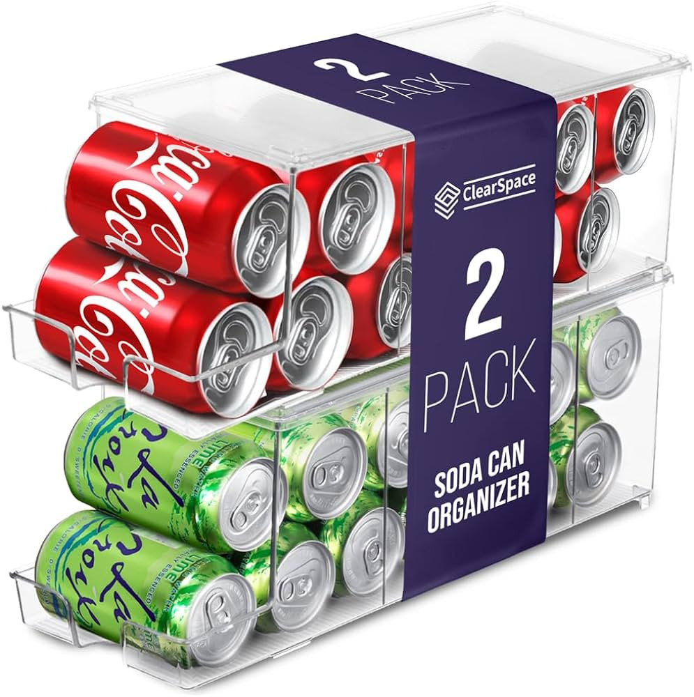 ClearSpace Soda Can Organizer & Soda Can Dispenser for Refrigerator - Fridge Organizer & Stackabl... | Amazon (US)