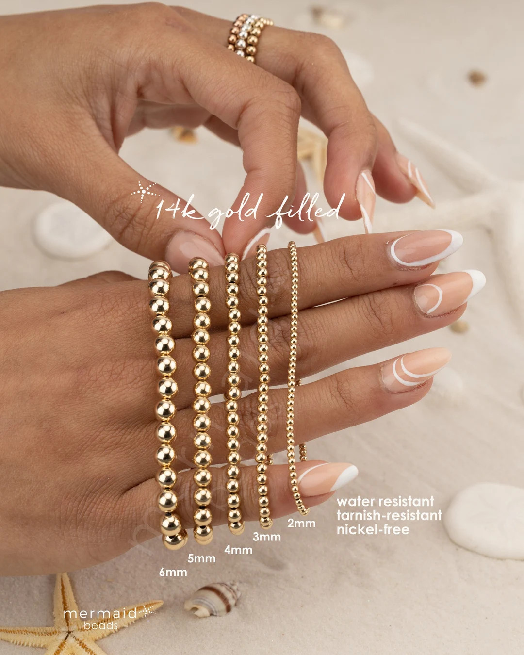 Gold Beaded Bracelet Gold Bead Anklet Stretch Elastic - Etsy | Etsy (US)