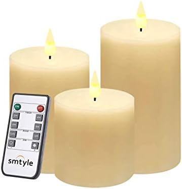 smtyle Flameless Pillar Candles 4 5 6 Set of 3 Led Flickening Pillar Candles with Battery Operate... | Amazon (US)