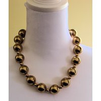 Vintage Gold Ball Bead Necklace | Etsy (US)