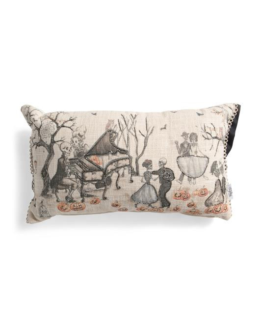 14x24 Dancing Skeleton Ball Beaded Lumbar Pillow | TJ Maxx