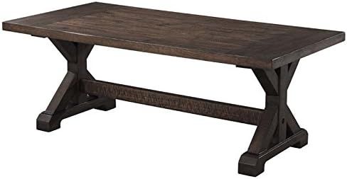 BOWERY HILL 48" Solid Farmhouse Rustic Wood Trestle Base Coffee Table in Walnut Brown | Amazon (US)