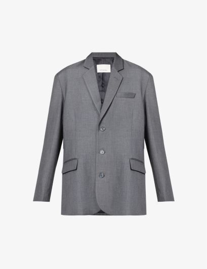Frankie Shop
            
                
        	Womens Dark Grey Gelso Oversized Woven Blazer... | Selfridges