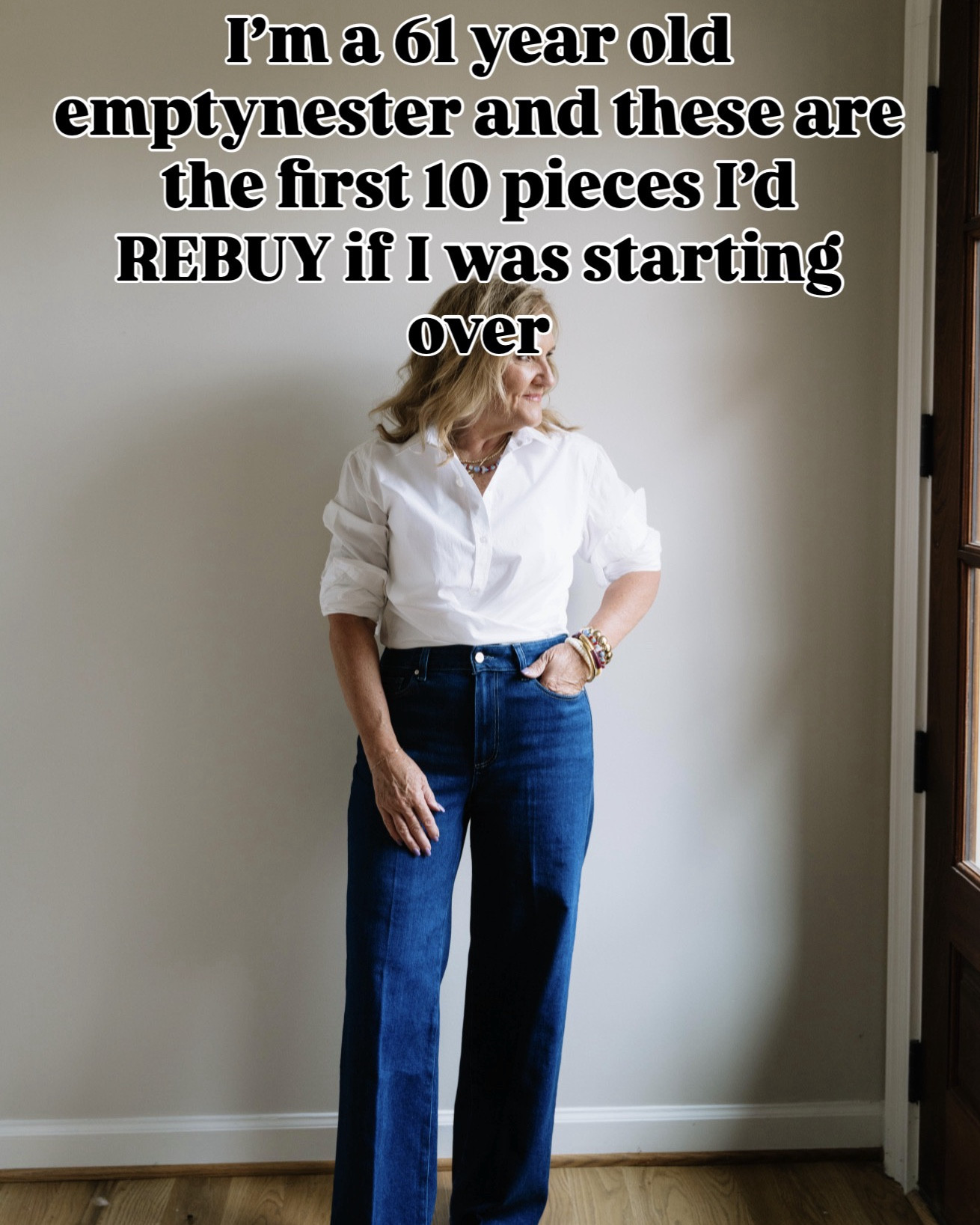 My top 10 picks I’d rebuy immediately if I had to start over. 
Jeans 29 petite 
Black dress med petite 
Quince blouse sweaters and skirt medium 
White blouse size 1.0
Legging medium 
Blazer 10 petite 
Quilted denim jacket medium 
Spanx straught leg jeans medium petite 



#LTKOver40 #LTKPetite #LTKootd