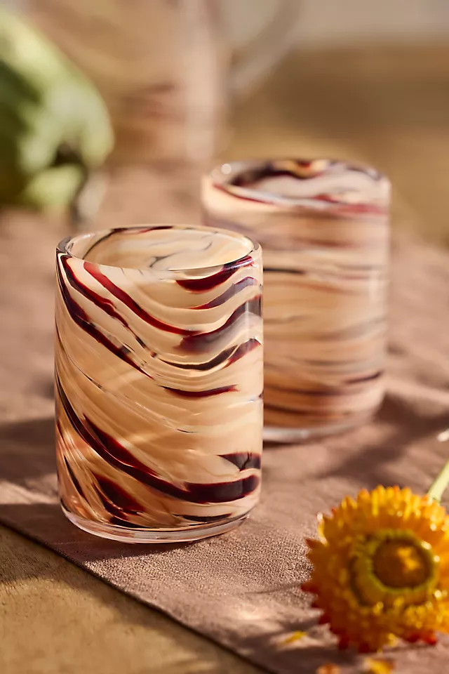 Mauve Swirl Glass Tumblers, Set of 2 | Anthropologie (US)