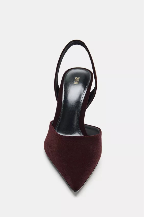 VELVET EFFECT HIGH-HEEL SLINGBACK SHOES | Zara UK