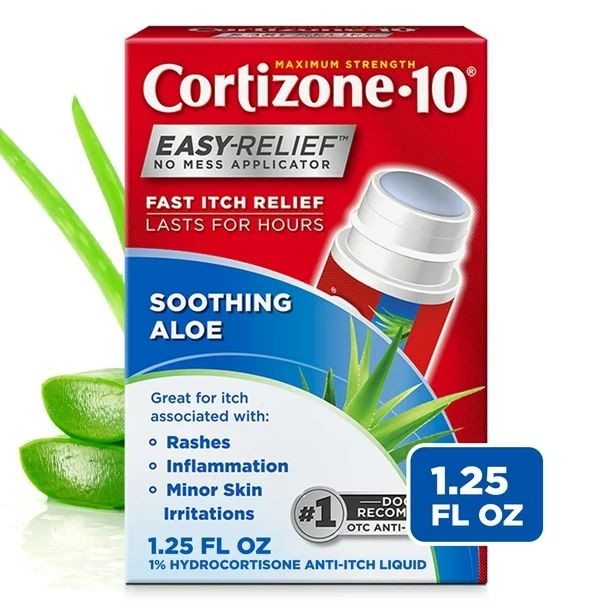Cortizone-10 Maximum Strength 1% Hydrocortisone with Aloe Anti-Itch Liquid No Mess Applicator 1.2... | Walmart (US)
