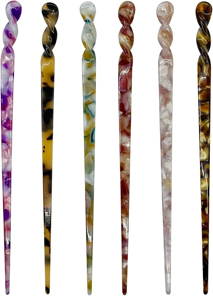 6 Pieces Acetate Hair Sticks Vintage Leopard Print Hairpin Chopsticks Vintage Tortoiseshell Hair ... | Amazon (CA)
