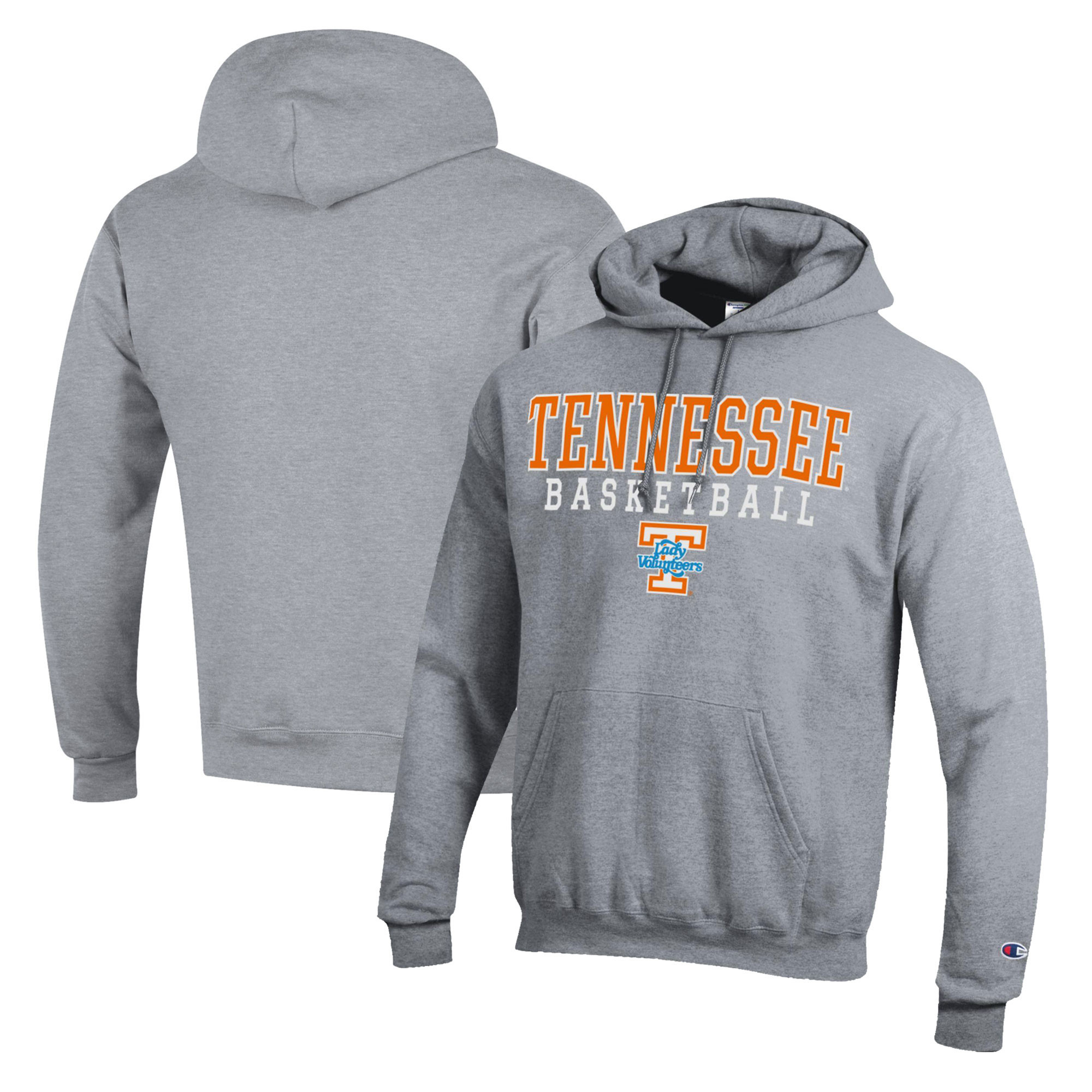 Men's Champion Heather Gray Tennessee Volunteers Lady Vols Basketball Stack Pullover Hoodie | Fanatics