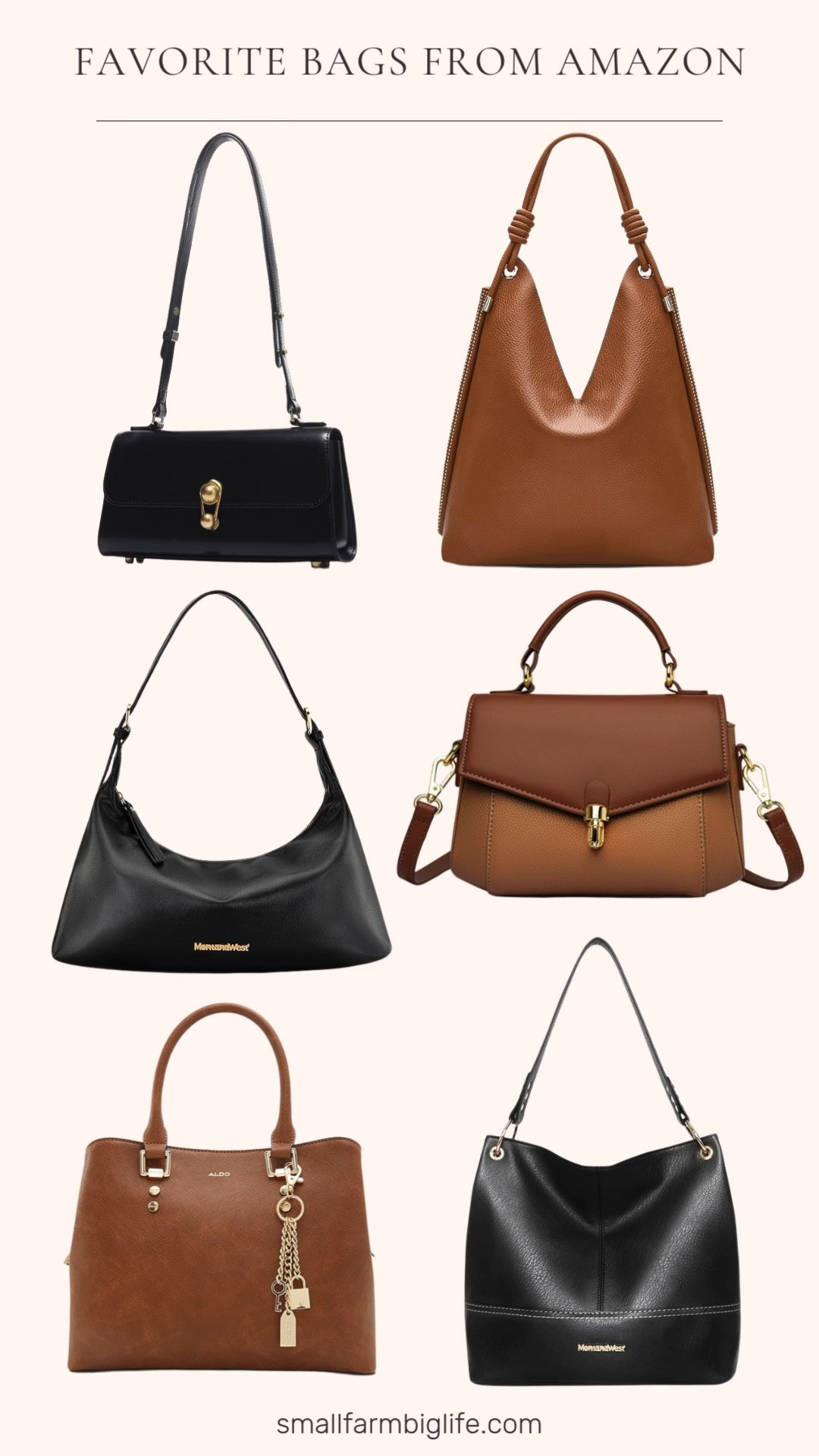 Favorite bags from Amazon you’ll reach for every day 🖤🤎
Classic black and brown leather styles. From shoulder bags and crossbodies to slouchy hobos and timeless totes, make these easy staples for any outfit. Practical, polished, and perfect for everyday wear ✨ 

 #LTKootd #LTKOver40