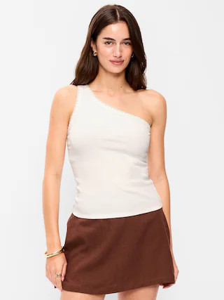 Ribbed One-Shoulder Tank Top | Old Navy (US)
