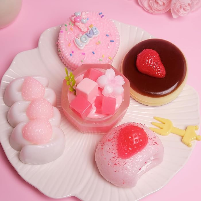 5 Pcs Handmade Taba Squishies Toy, Ultra-Realistic Dessert Cookie Look Sticky Squishy Toys for St... | Amazon (US)