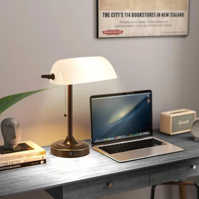 Vintage Desk Lamp Bankers Lamp,Retro Table Lamp With USB & Type C Charging Ports Traditional Pull Chain Switch. | Wayfair North America