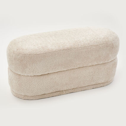 Cream Fuzzy Oval Bench 44x100cm | TK Maxx