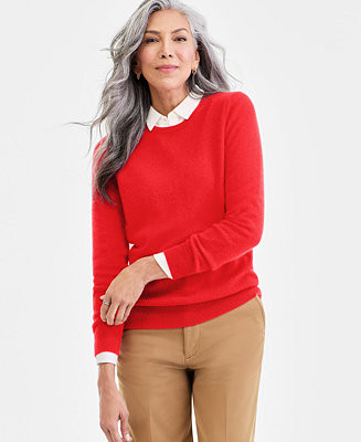 Women's Long-Sleeve 100% Cashmere Crewneck Sweater, Macy's Exclusive | Macy's