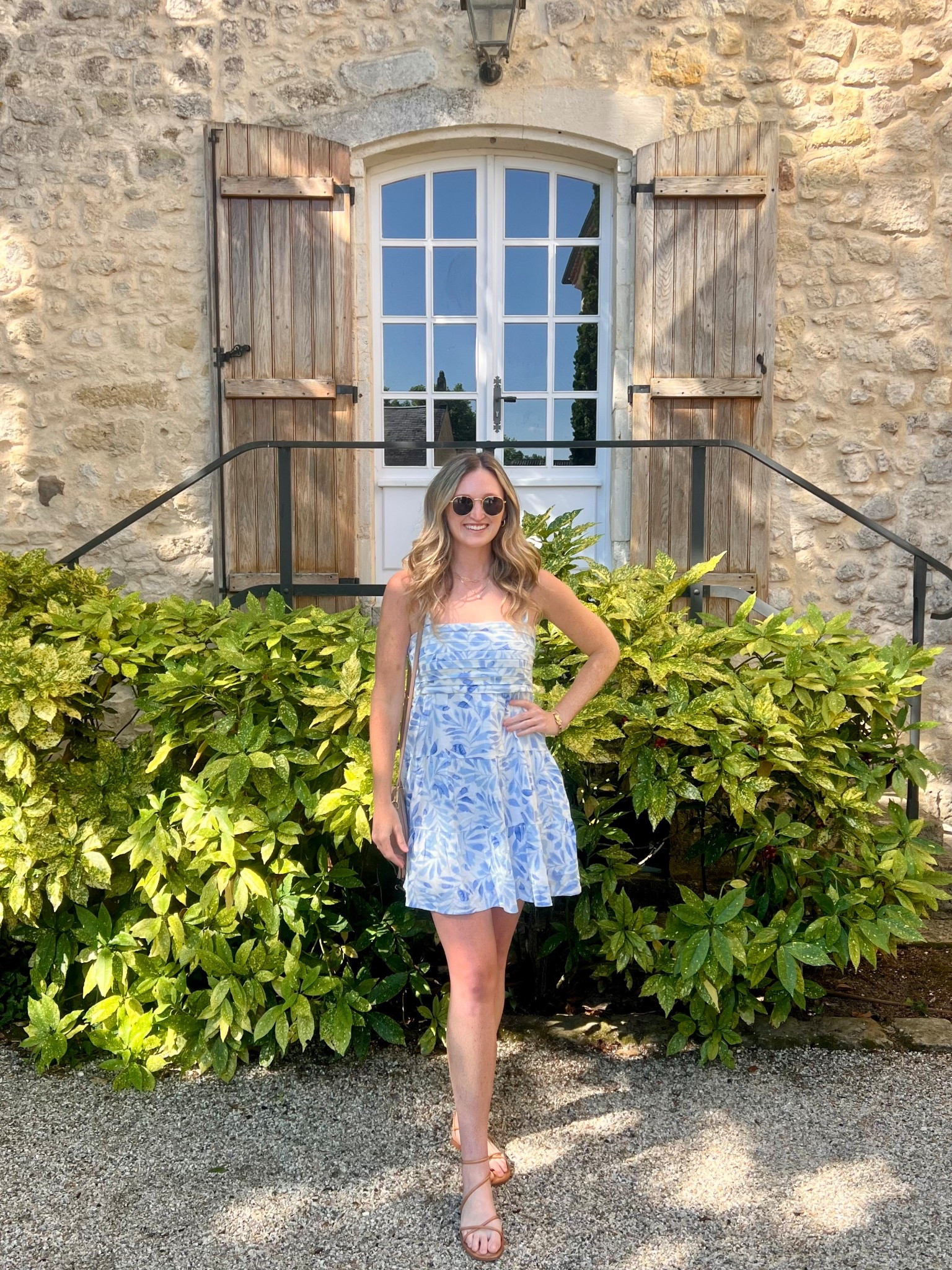 Casual tall girl friendly vacation dress. European summer outfit. Comfortable blue and white lightweight summer dress with quilted beige purse and nude sandals 

#LTKSeasonal #LTKFindsUnder50 #LTKTravel