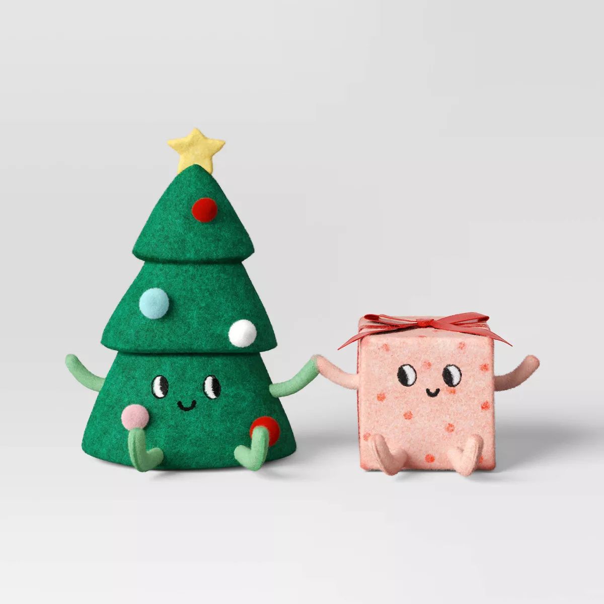 Felt Christmas Tree and Gift Figurine Set - Wondershop™ Green/Pink | Target