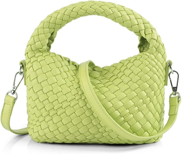 Women Woven Tote Small Crossbody Bag, Weave Quilted Purse Square Shoulder Bag Woven Handbag with ... | Amazon (US)