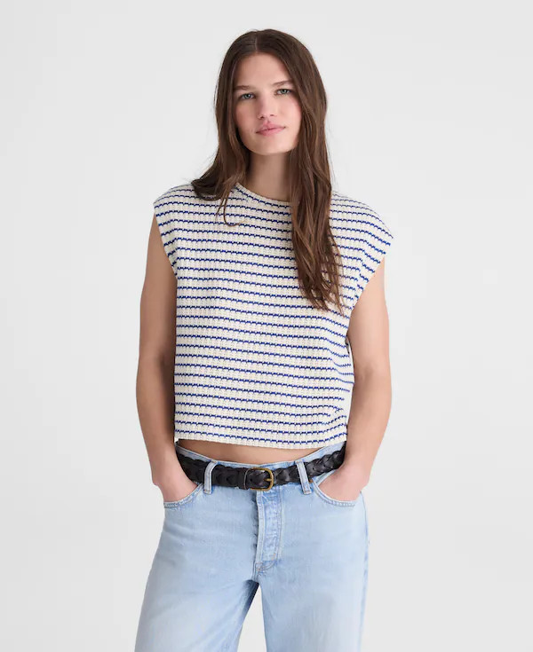Textured-Knit Boxy Muscle Tee | Madewell