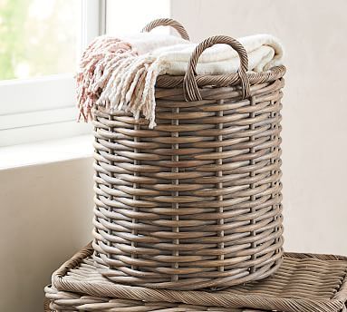 Aubrey Handwoven Tote - Gray | Pottery Barn (US)