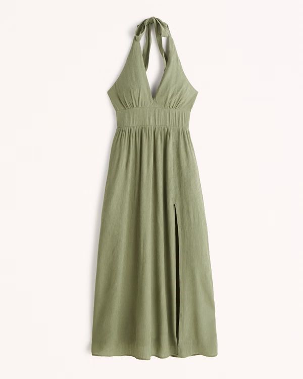 Plunge Halter Maxi Dress | Abercrombie & Fitch (US)