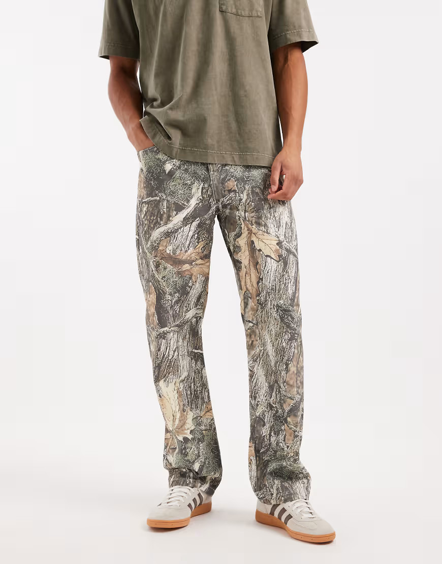 ASOS DESIGN baggy pants in camo-Multi | ASOS (Global)