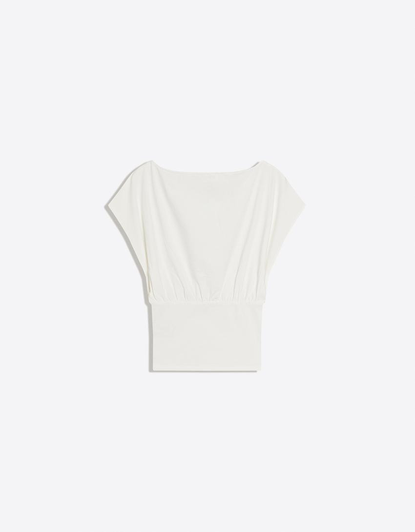 Asymmetric print short sleeve T-shirt - Trousers - Women | Bershka UK