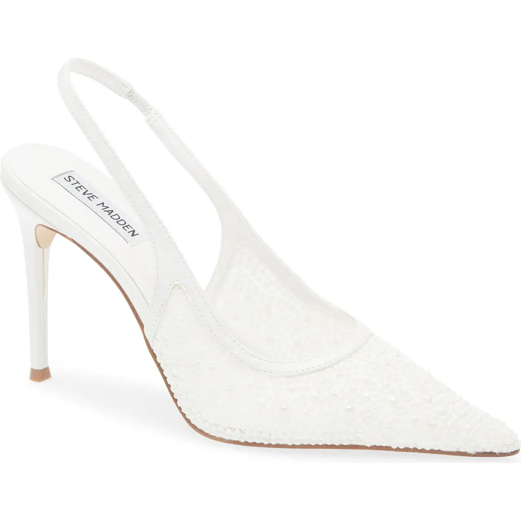 Steve Madden Reyes Pointed Toe Slingback Pump in White at Nordstrom, Size 7 | Nordstrom