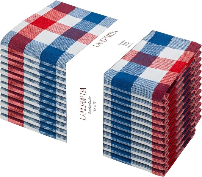Cloth Napkins Set of 12, 100% Cotton Dinner Napkins 18x18 Inch, Soft Absorbent Gingham Check Napk... | Amazon (US)
