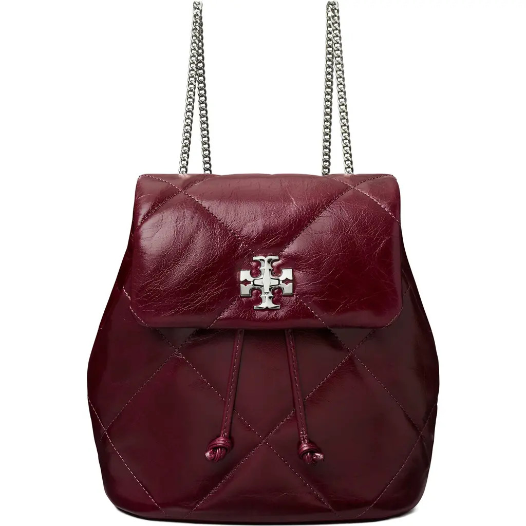 Tory Burch Kira Distressed Diamond Quilted Leather Backpack in Dark Carmine at Nordstrom | Nordstrom