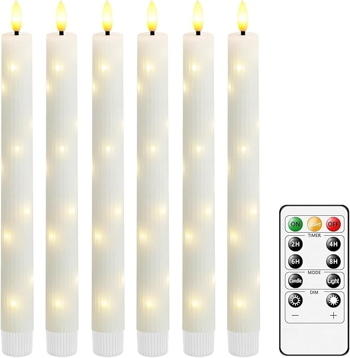 Real Wax Flameless Taper Candles with Remote Timer,6 Pcs Taper Battery Operated Candle,9.6 Inches... | Amazon (US)