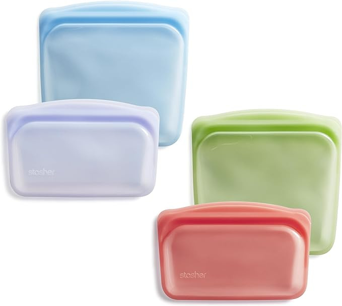Stasher Premium Silicone Reusable Food Storage Bags, 4-Pack, Rainbow | Multi-Use Food Storage Bag... | Amazon (US)