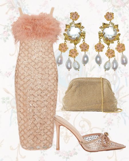 Pink pastel and gold party look with sequins and feathers 

#LTKstyletip #LTKSeasonal #LTKshoecrush