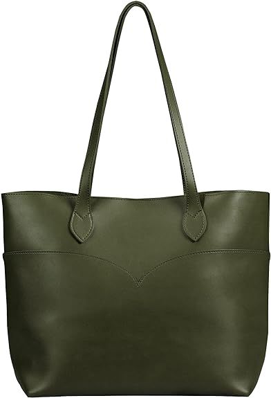 Tote Bag For Women Vegan Leather Simple Vintage Shoulder Retro Handbag Classic A4 Purse | Amazon (US)