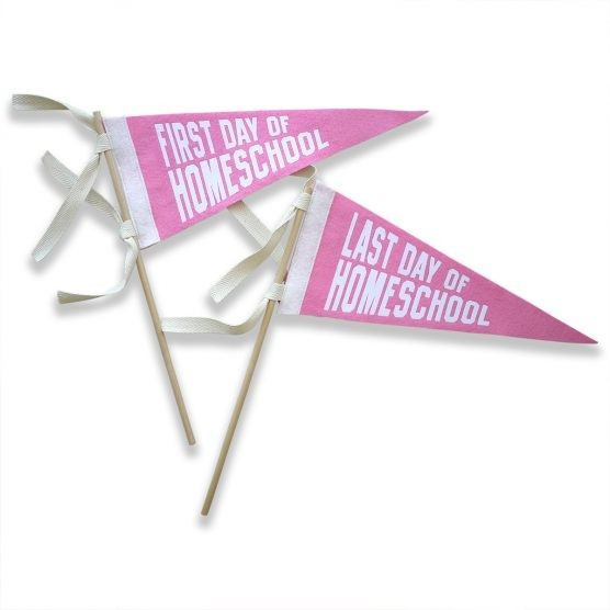 The Letterman Co. Set of 2 First & Last Day of Homeschool Pennants – Pink | The Tot