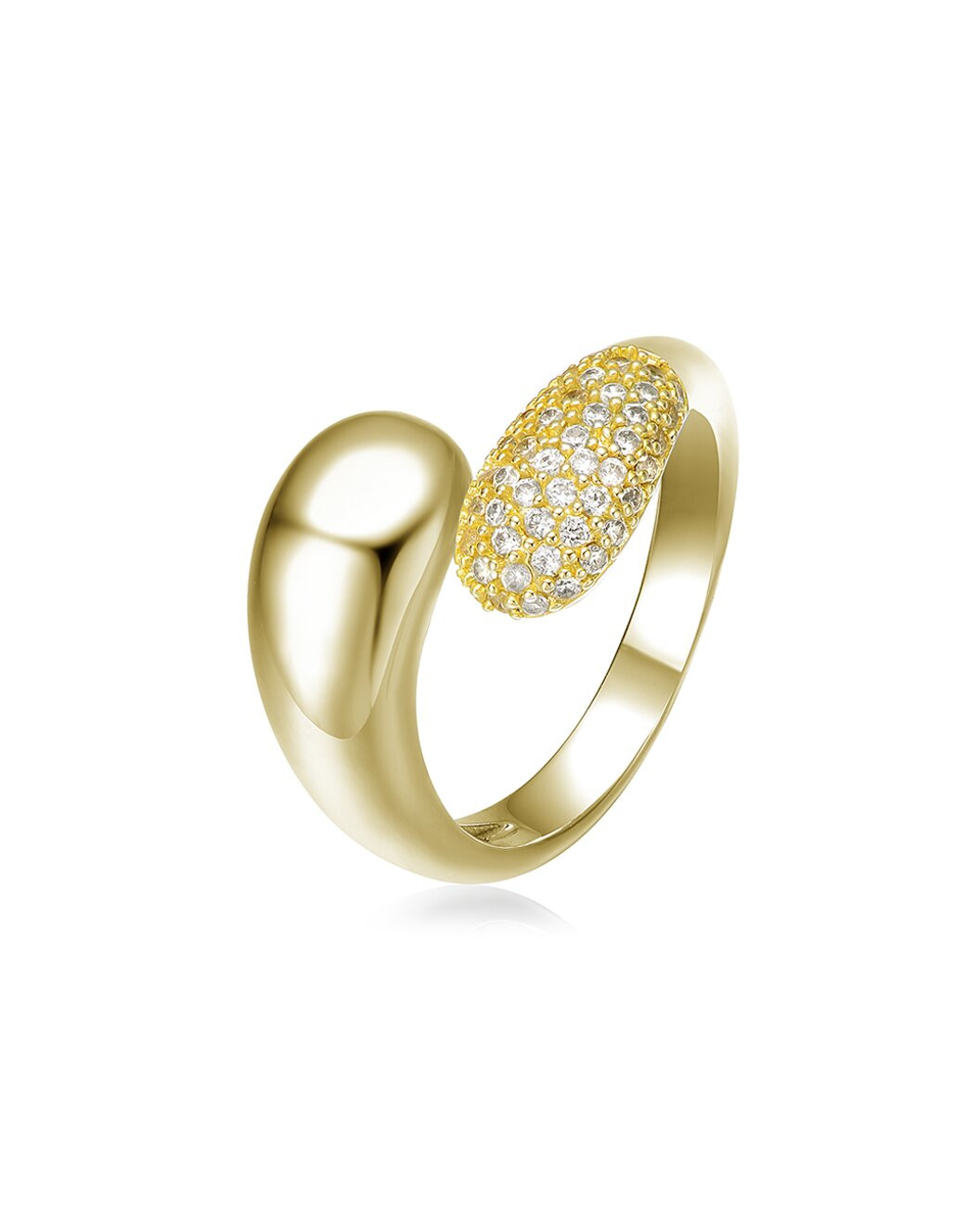 14K Over Silver CZ Bypass Ring | Gilt & Gilt City