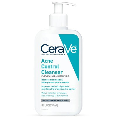 CeraVe Acne Face Cleanser with 2% Salicylic Acid and Purifying Clay for Oily Skin - 8 fl oz | Target