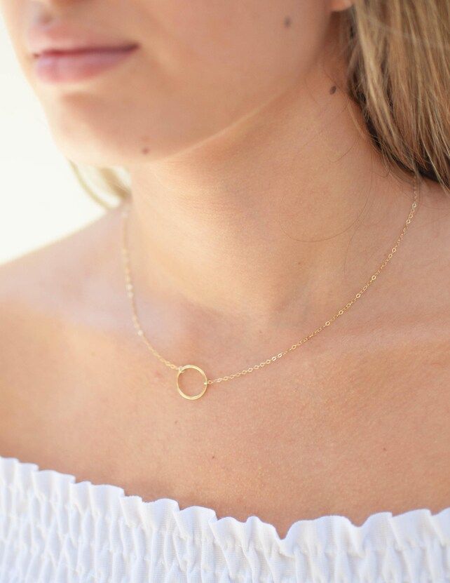 Gold Circle Necklace | Eternity Necklace | Karma Necklace | Layering Necklace | Delicate Necklace |  | Etsy (US)