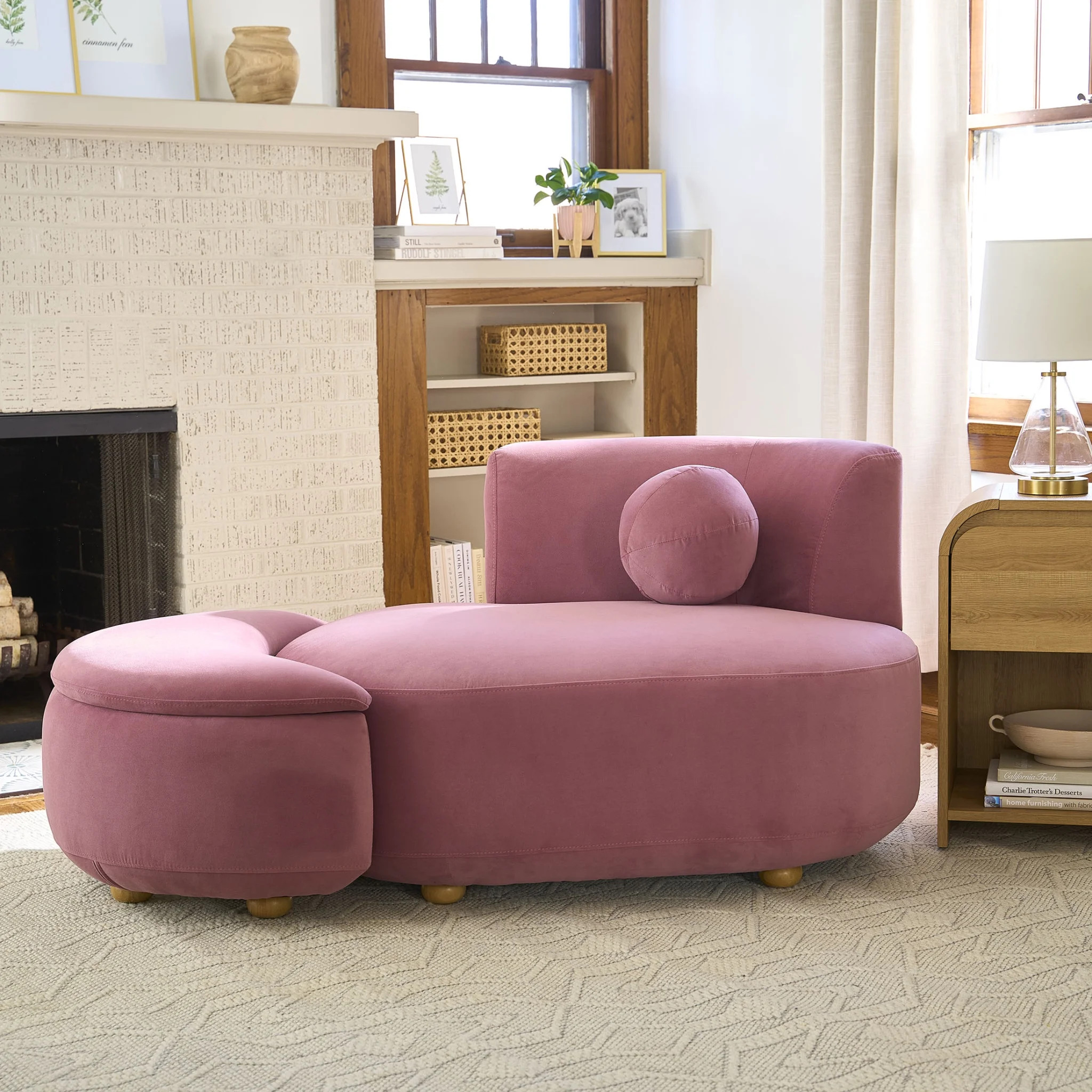 Better Homes & Gardens Juliet Modern Velvet Chaise & Storage Ottoman, Rose | Walmart (US)