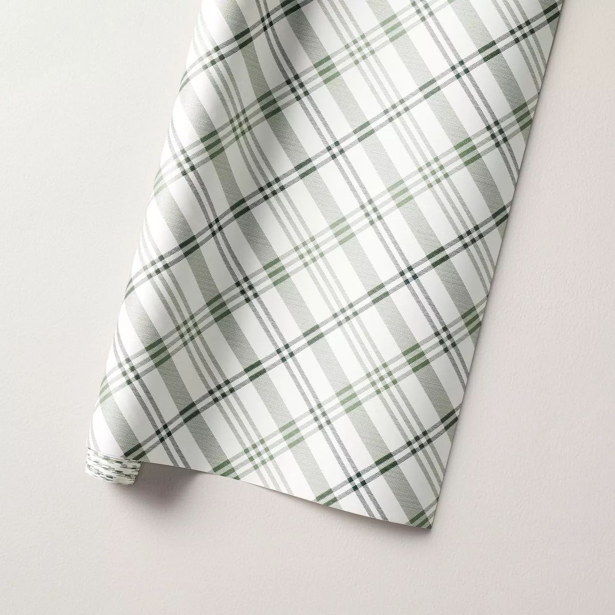 30 sq ft Plaid Christmas Gift Wrap Green/Cream - Hearth & Hand™ with Magnolia | Target